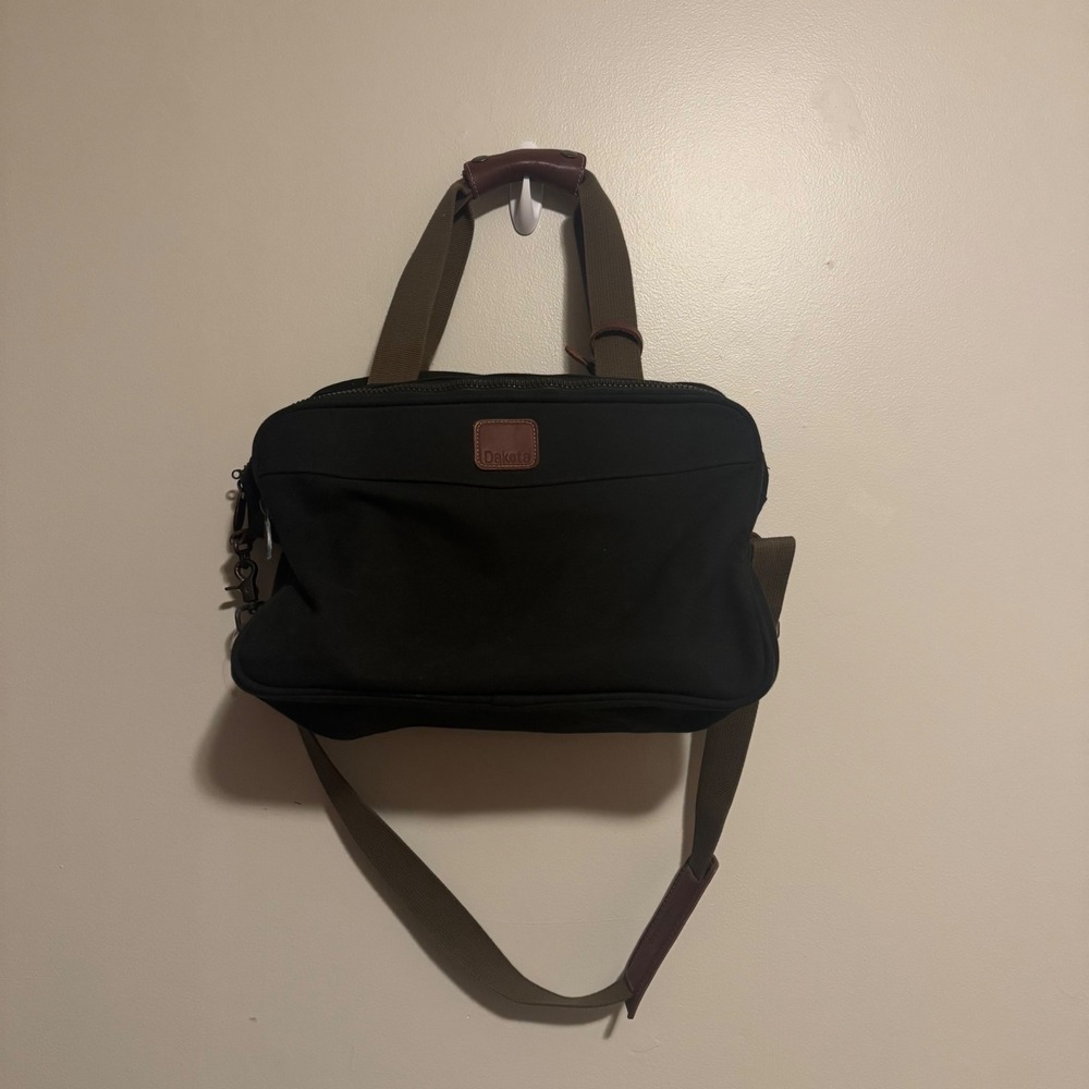 Dakota Olive Green Canvas Leather Trim Messenger Bag Duffle Travel Work Carryon